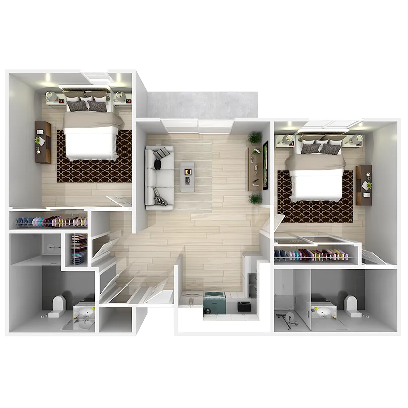 Assisted Living - 2 Bedroom Floor Plan